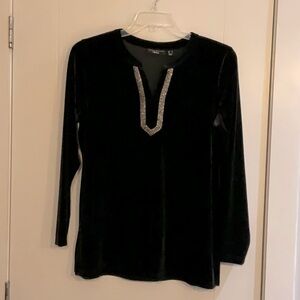 Beautiful Susan Graver Artisan Ponte Knit Top Embellish Neck M